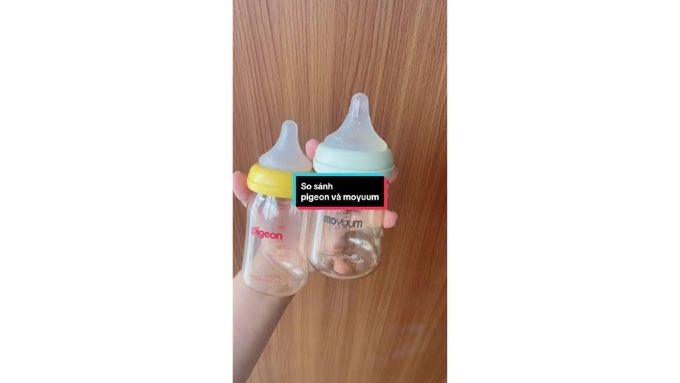 So sánh núm ti bình sữa Pigeon và Moyuum